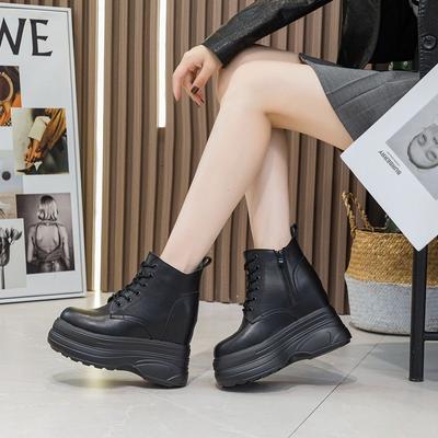 Mode 11CM Super Dicke Sohle Klobiger Absatz Schuhe Stiefel Knöchel Mittelwade Knie Leder Hohe Stiefel Reißverschluss Frühling Herbst Stiefeletten