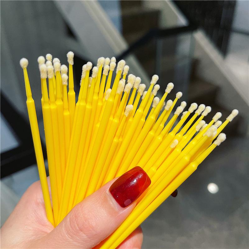 100PCS Disposable Eyelash Cleaning Brush Lip Brushes Micro Cotton Swab Eyelash Extension Individual Lash Removing Makeup Tool