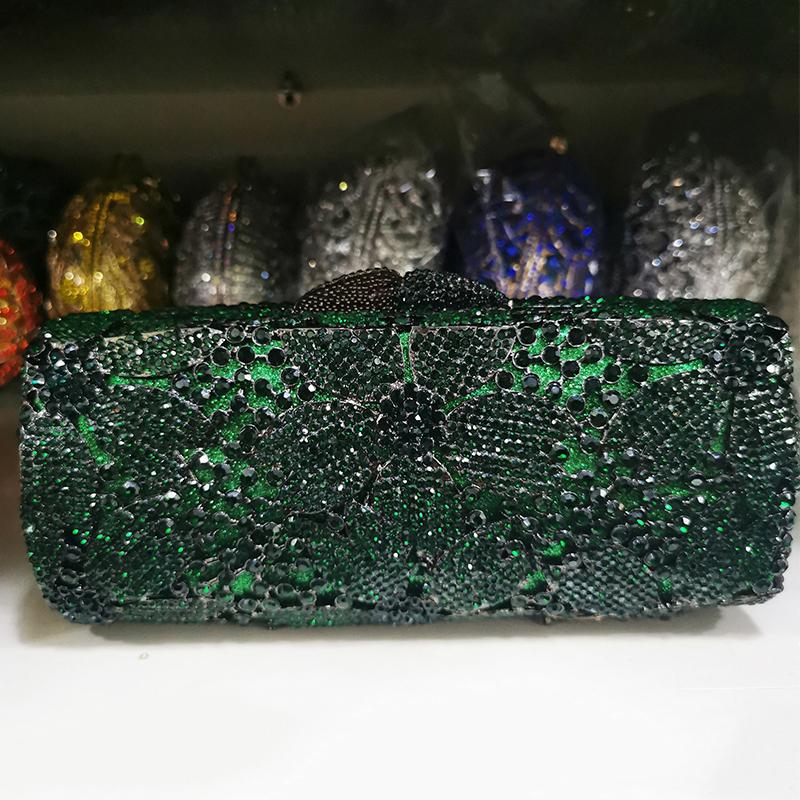 

Crystal Evening Clutches Purses WHTUOHENG Women Party Purse Lady Flower Wedding Bridesmaid Green/Silver/Gold Clutch Handbags 19cmX9cmX6cm