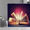 Library Old Wooden Booksheld Shower Curtain Magic Book Design Bath Curtain Study Room Temple Decoration Bathroom Decor Screens