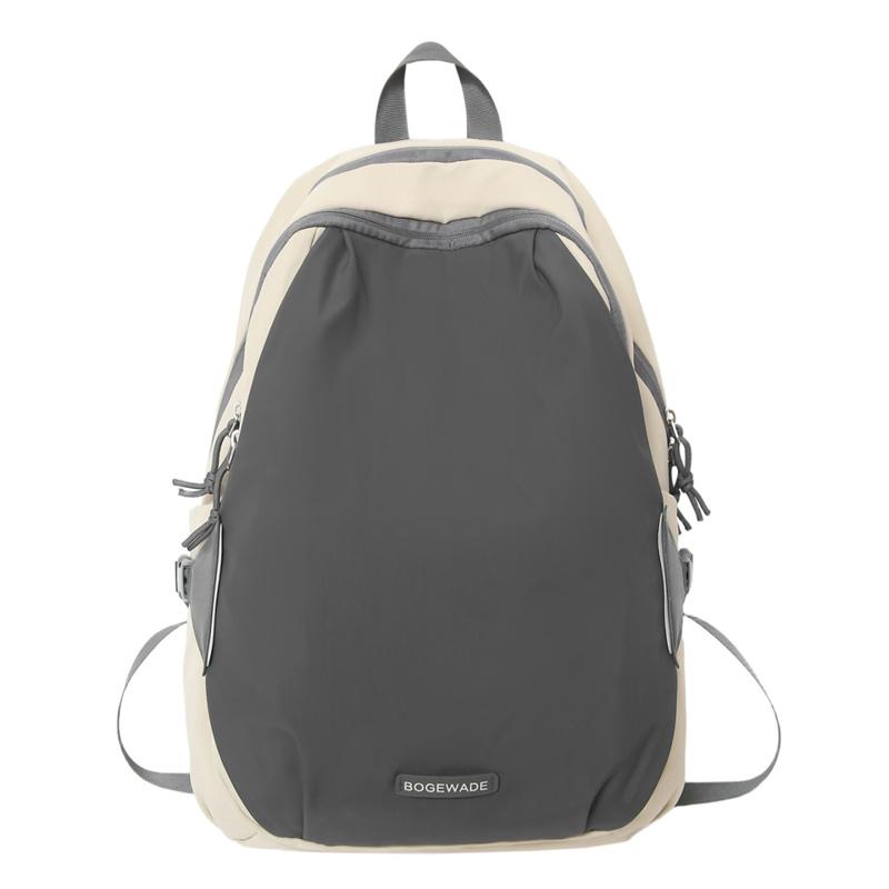 

Stitching Color Block Backpack Lightweight Campus Student Schoolbag серый
