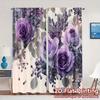 2D FLAT PRINTING 2pcs Curtains (Without Rod) Floral Rose Bouquet Design Women Is Day Festival Chic Print Curtains Versatile