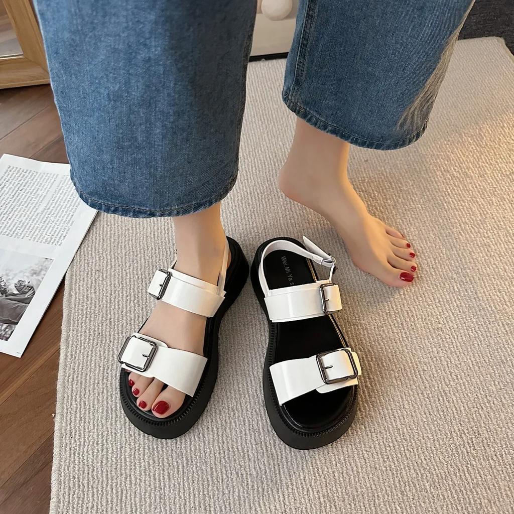 Fashion 2024 Platform Sandals Women Summer Shoes Buckle Slides Casual Sandals Black Sports Flat Sandalias De Mujer Women Shoes