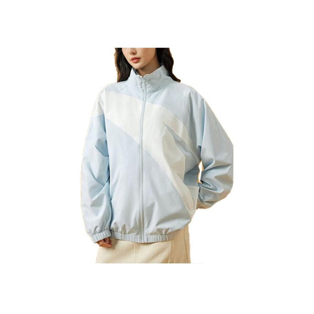Anta Lifestyle Series Solid Color Logo Zip Stand Collar Jacket Unisex Jacket Fantasy-Blue 952338601-4