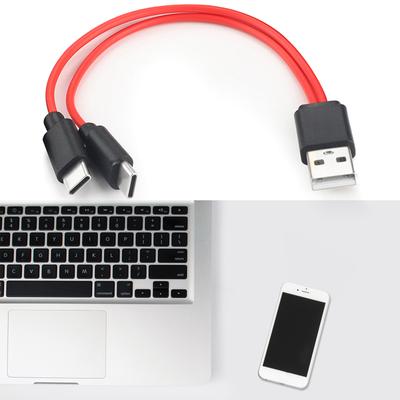 Flexible Faster Charge Type C Charger Cord Dual Port Type C Splitter Charge Cord Portable & Tight Fit In Phone Tablet
