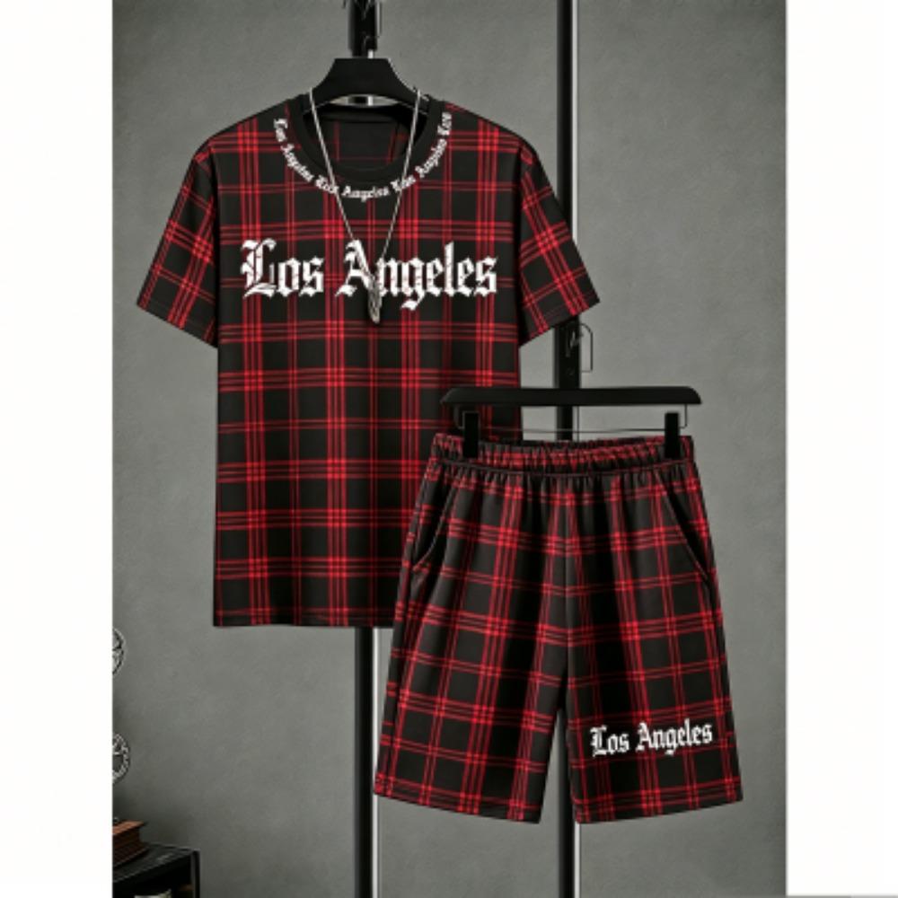 Men's Set Lion Stripe Printed Men's T-shirt and Shorts 2 Piece Set Summer Casual Outdoor Men's and Women's T-shirt Sets