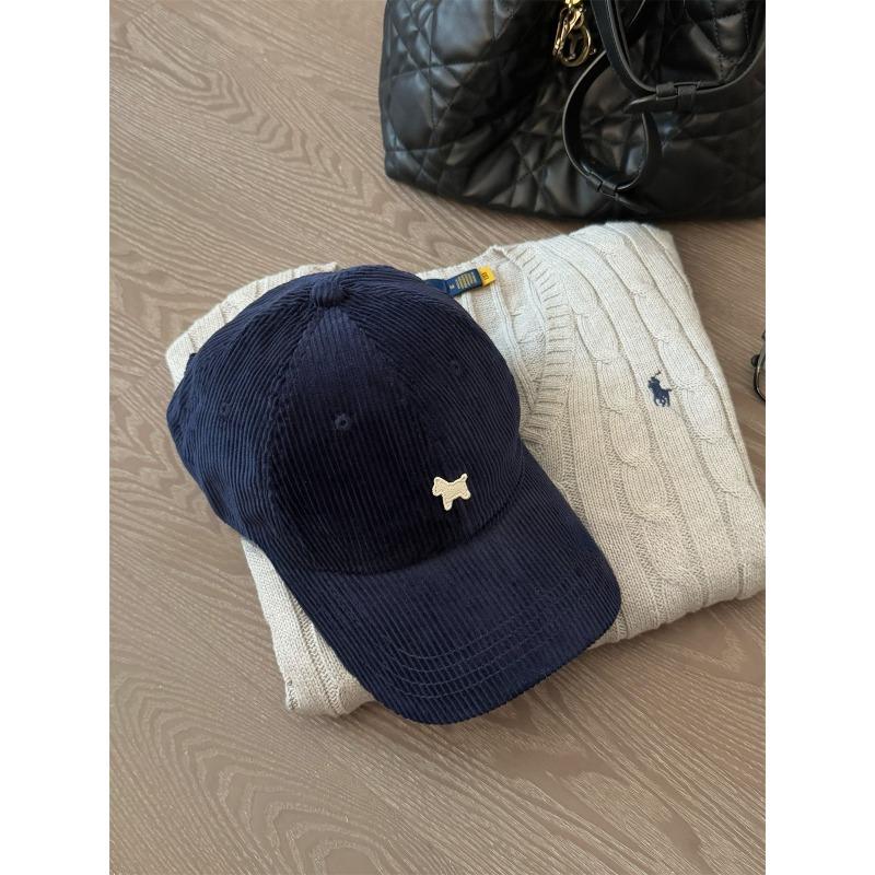 Cute Little Horse Embroidered Corduroy Coffee Colored Baseball Cap for Women  Versatile and Face Enhancing Little Baseball Cap Couple