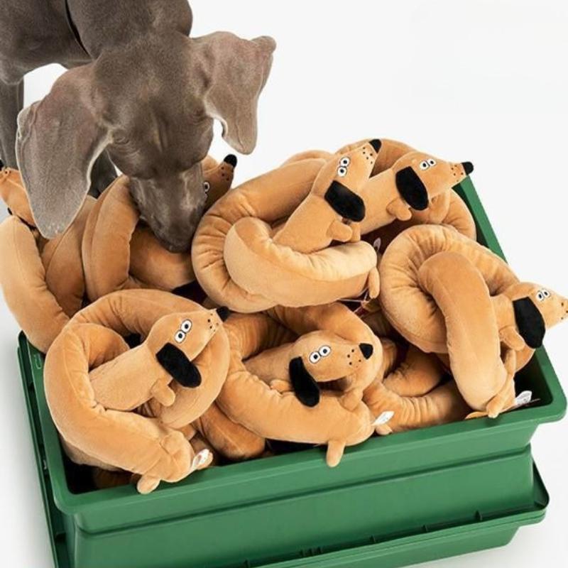 Pet Plush Toy Long Pillow High Quality Stuffed Soft Dog Plush Toys Bite Resistant Sound Puppy squeaky Sausage Dogs Toys Supplies