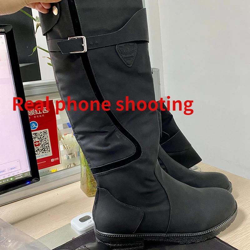 Women Boots PU Leather Zipper Retro Casual Womans Designer Booties Gladiator Low Heel Shoes Ladies Fashion Long Botas Mujer