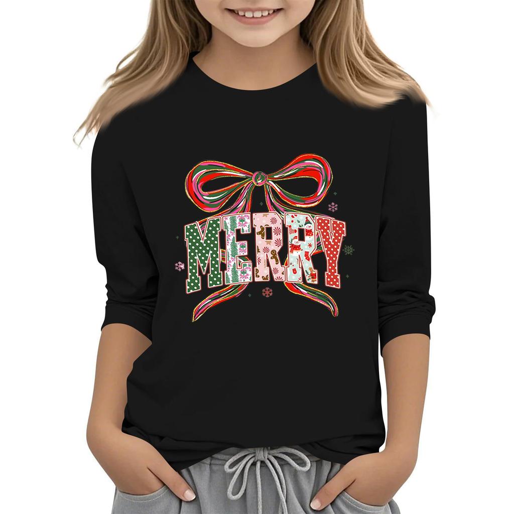 Children's 3/4 Sleeve Independence Day Printed Round Neck Casual T-shirt