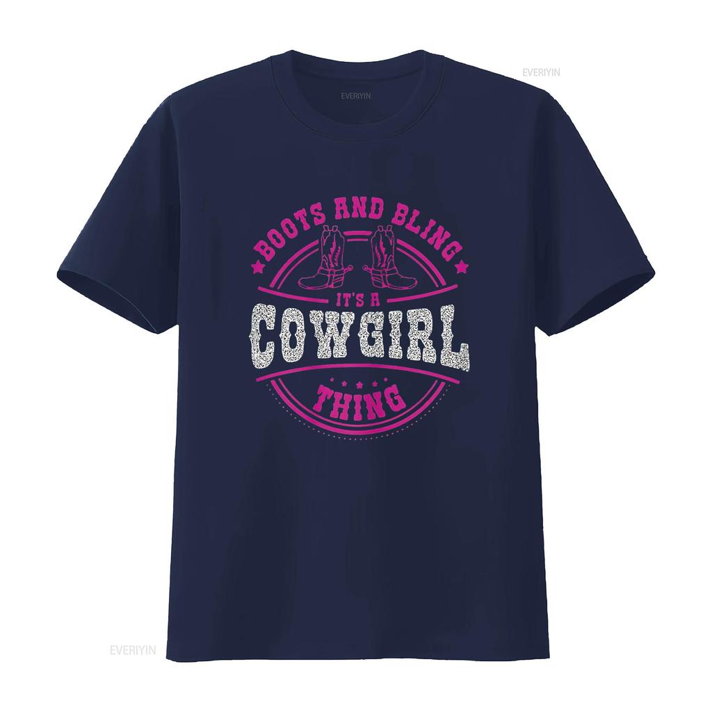 Womens boots bling it s a cowgirl thing Western Unique T Shirt for Women Soft and Breathable Casual vintage Washed streetwear