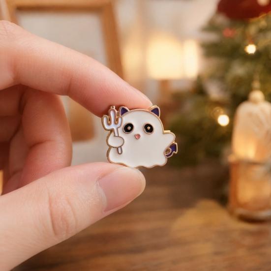 Spooky Halloween Enamel Brooch Pin, Pumpkin Ghost Skull Haunted House Pin, Decorative Accessory for Sweaters Coats Bags Hats