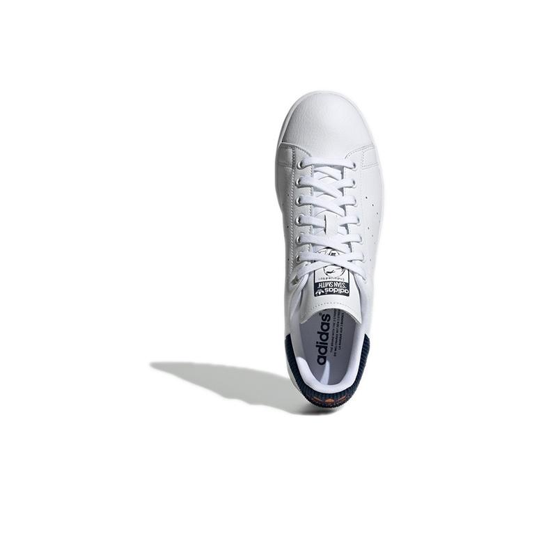 adidas Originals Stan Smith Blue Tail Casual Slip Resistant Durable Low Top Skate Shoes Men Sneakers White Navy-Blue EH2305