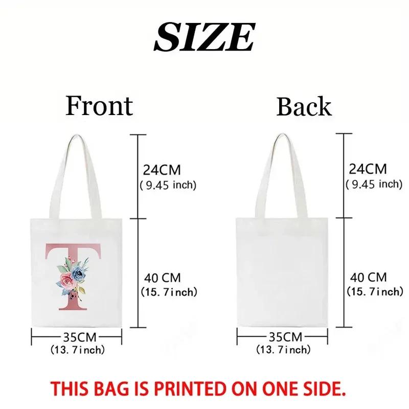 Canvas Bag Women's Travel and Leisure One Shoulder Handbag Pink Letter Large Capacity Gift White Canvas