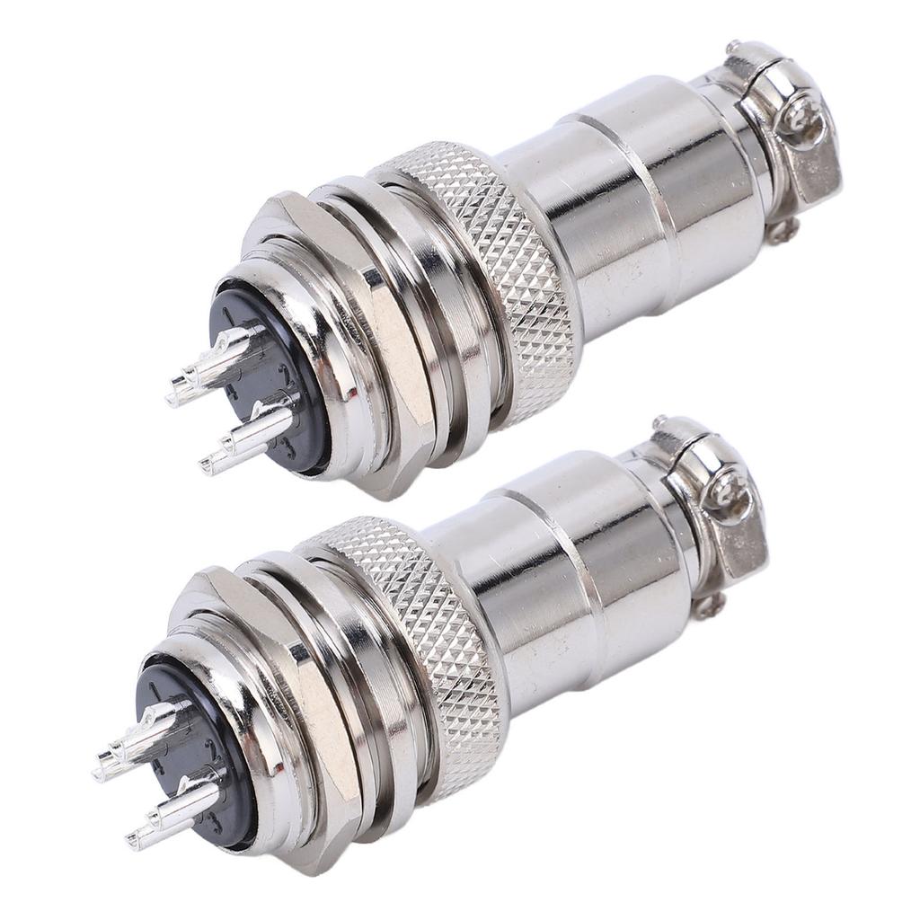 2 Stück Luftfahrtstecker Buchse Stecker Zinklegierung Gehäuse Kupfer Versilberte Anschlüsse 4 Pin
