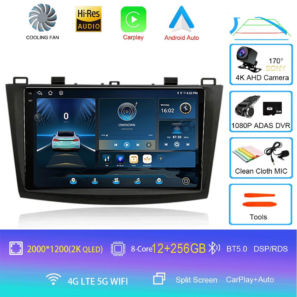 Android 14 For Mazda 3 2009-2013 Video Player Car Radio Multimedia Stereo Navigation Carplay Speakers Head Unit Audio GPS 2 Din