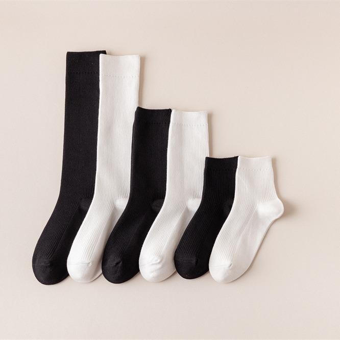 95% Cotton Thickened Socks Women'S Jk Style College Style Black And White With Women'S Short And Medium Calf Socks