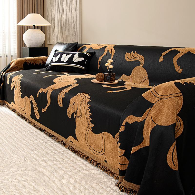 

One-Piece Leather Sofa Cushion Cover Cloth Towel Universal Non-Slip In All Seasons New Medieval Seat Cushion Cover Full Cover 180*130cm