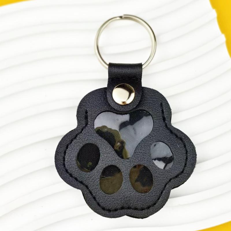 Pet Hair Memorial Keychain PU Leather Keepsake Locket for Cat Dog Fur Pet Hair Storage Pendant Handbag Hanging Accessories