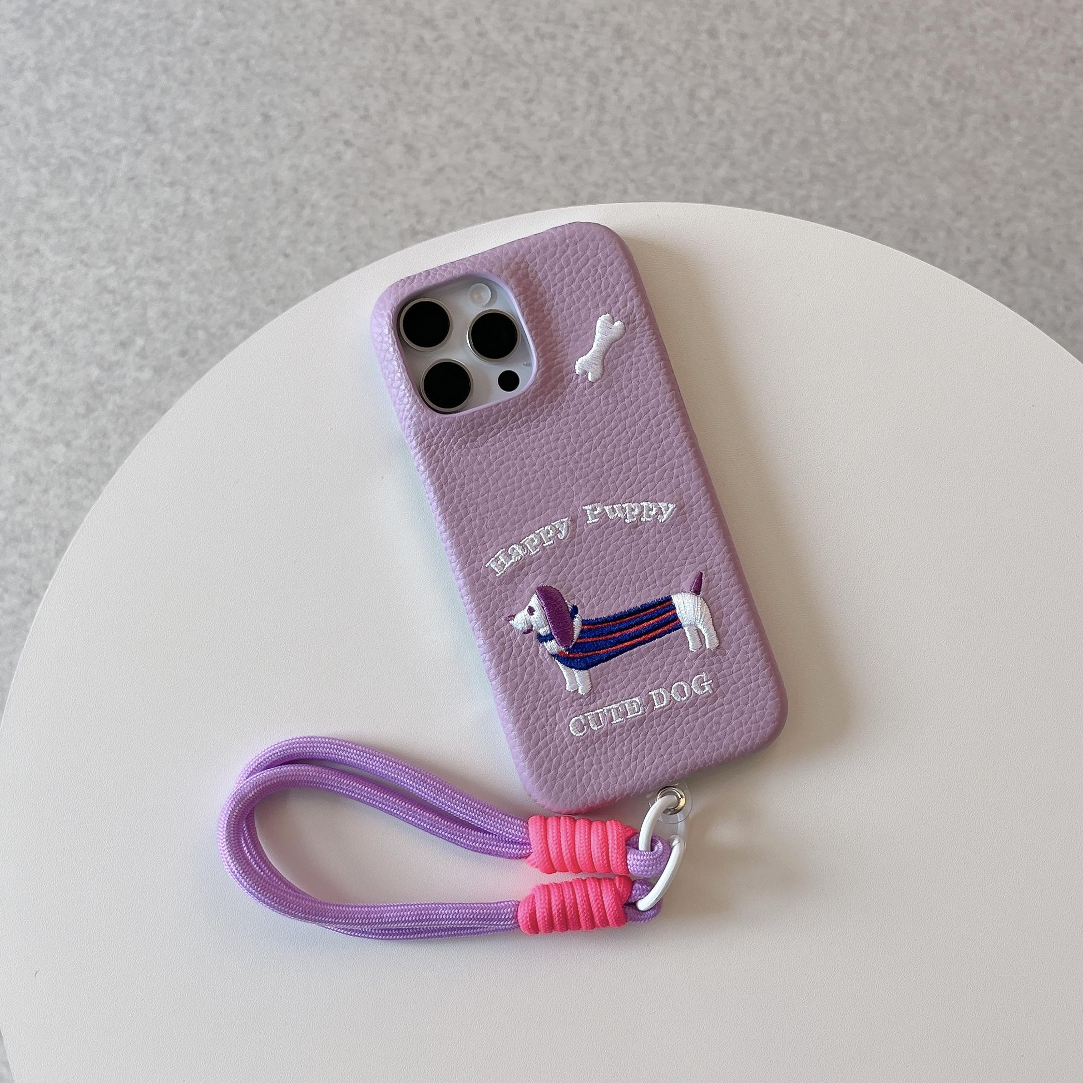 

Милый чехол для телефона с таксой и шнурком, простые милые аксессуары для телефонов для девочек для iPhone 11 12 13 14 15 Pro Max For iPhone 16