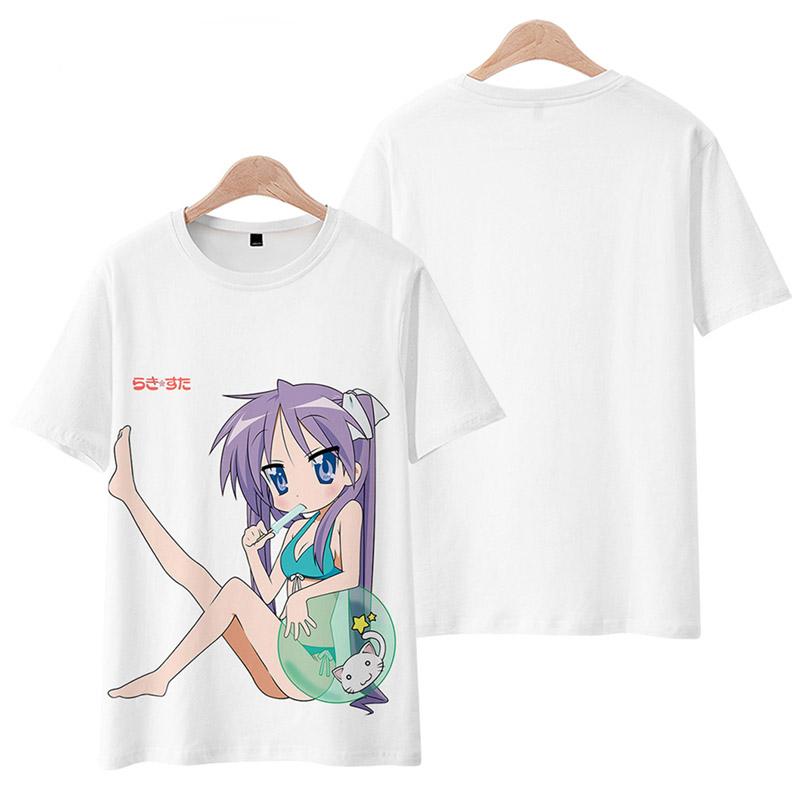 Anime Lucky Star Otaku Cosplay T-Shirt Cute Lzumi Konata Printed Cartoon T-Shirt Summer Men and Women Harajuku Casual Street Y2k