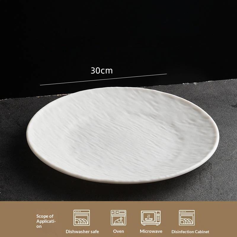 Plastikowe talerze obiadowe z powierzchnią o fakturze kamienia, gładką krawędzią bez zadziorów, do domu, kuchni, restauracji, do serwowania steków, makaronów