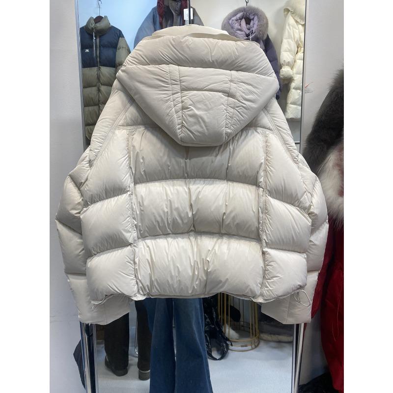 Down Jacket Women, New Short Hooded Loose Bread Jacket In Autumn and Winter, Thickened White Duck Down Warm Jacket