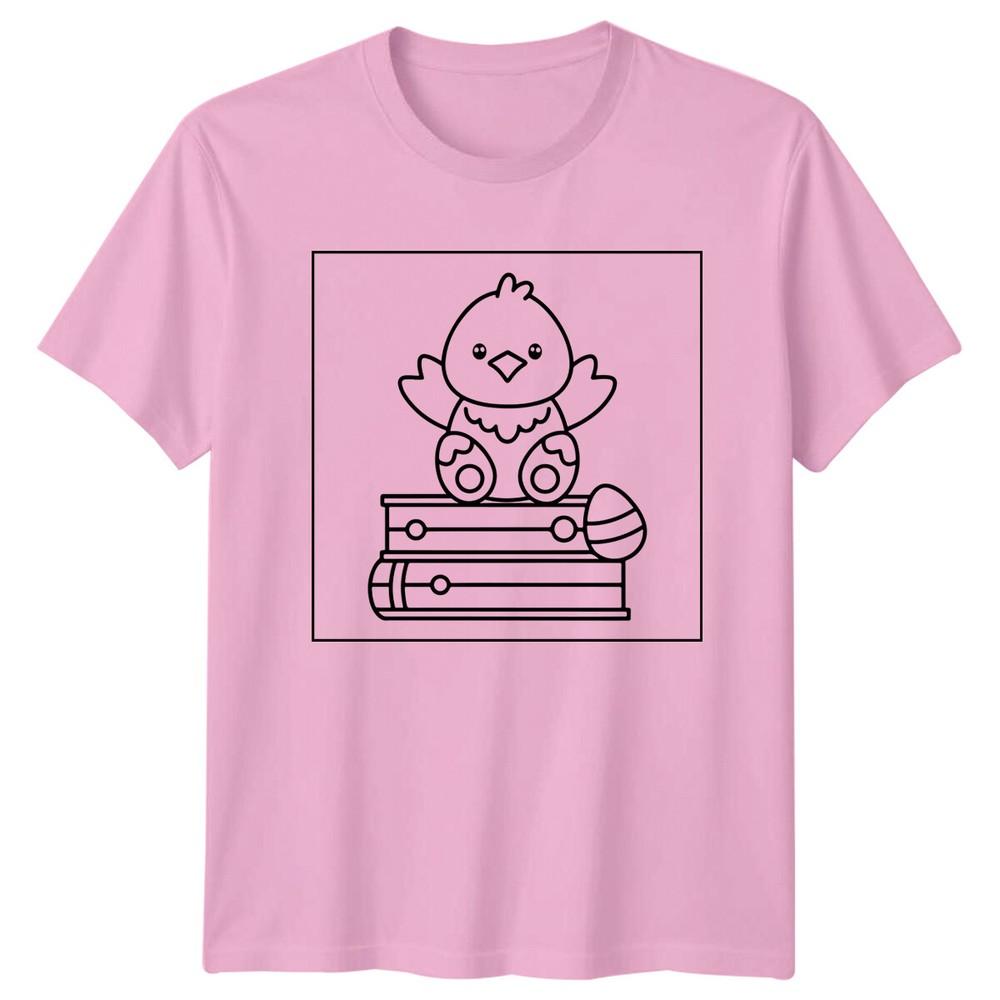 Cute Chick On Books Bird Animal Unisexs TShirt Unisexs Tee Easter Graphic