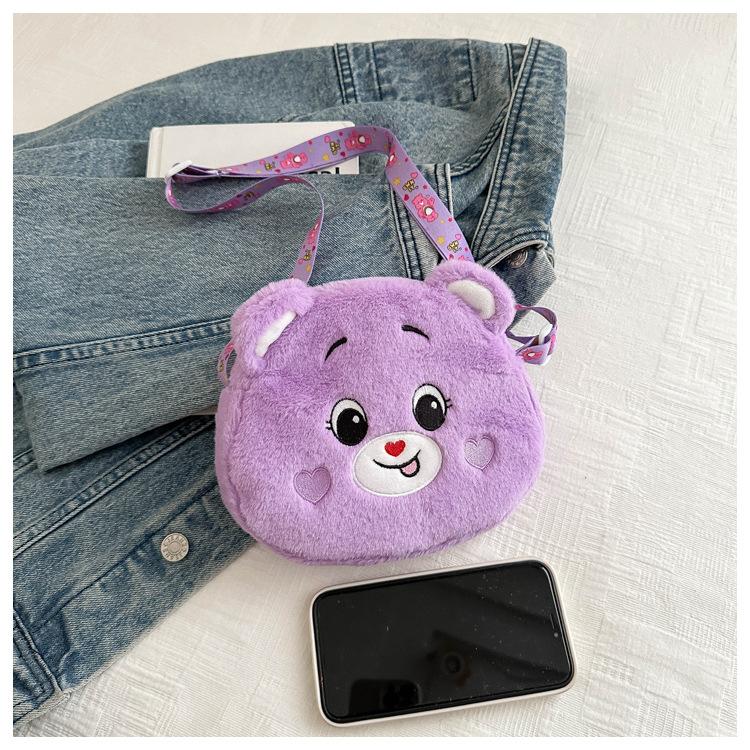 Cartoon Plush Bear Crossbody Travel Casual Shoulder Phone Purse Bag Portable Zipper Pouch