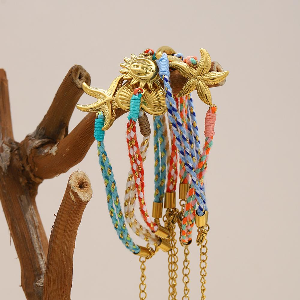 MamacitaSlay Bracelet en Corde Tressée à la Main Style Océan en Acier Inoxydable 316L Plaqué Or 18K Bijoux Étanche Bracelet pour Femme Cadeaux
