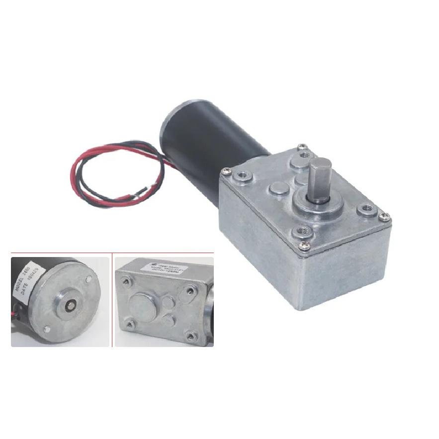 DC12V 24V Powerful Torque Gearmotor Metal Turbo Worm Gearbox Type-D Shaft Reversed Low Speed 70kg.cm Self-Lock Worm Gear Motor