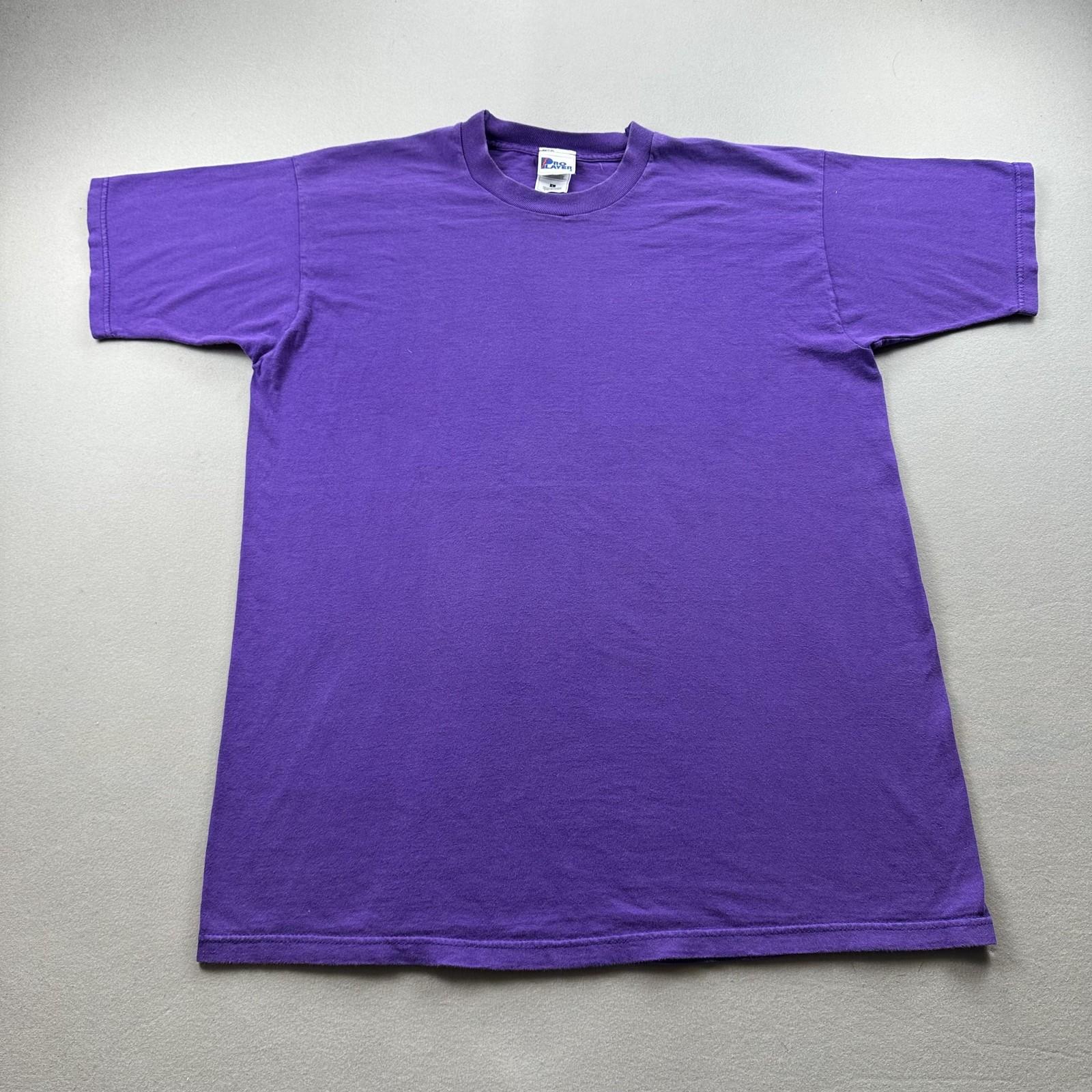 Vintage Purple T-Shirt Mens Large Pro Player Blank Sportswear Short Sleeve 90s M