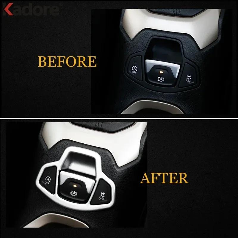 For Jeep Renegade 2014- Matte Car Center Console Electrical Park Hand Brake Handbrake Button Cover Trim Interior Accessories