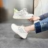 Little White Shoes Women's Lace-up Candy Color Platform Sneakers Color Matching Mesh Casual Shoes