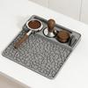 Silicone Coffee Tamping Pad with Textured Work Area, Recessed Tool Holders, Coffee Bean Pattern, and Loose Grounds Control for Brewing