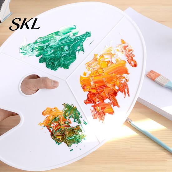 Oval Paint Palette with Thumb Hole, Portable Artist Large Mixing Painting Tray for Acrylic Oil Watercolor Multi-section