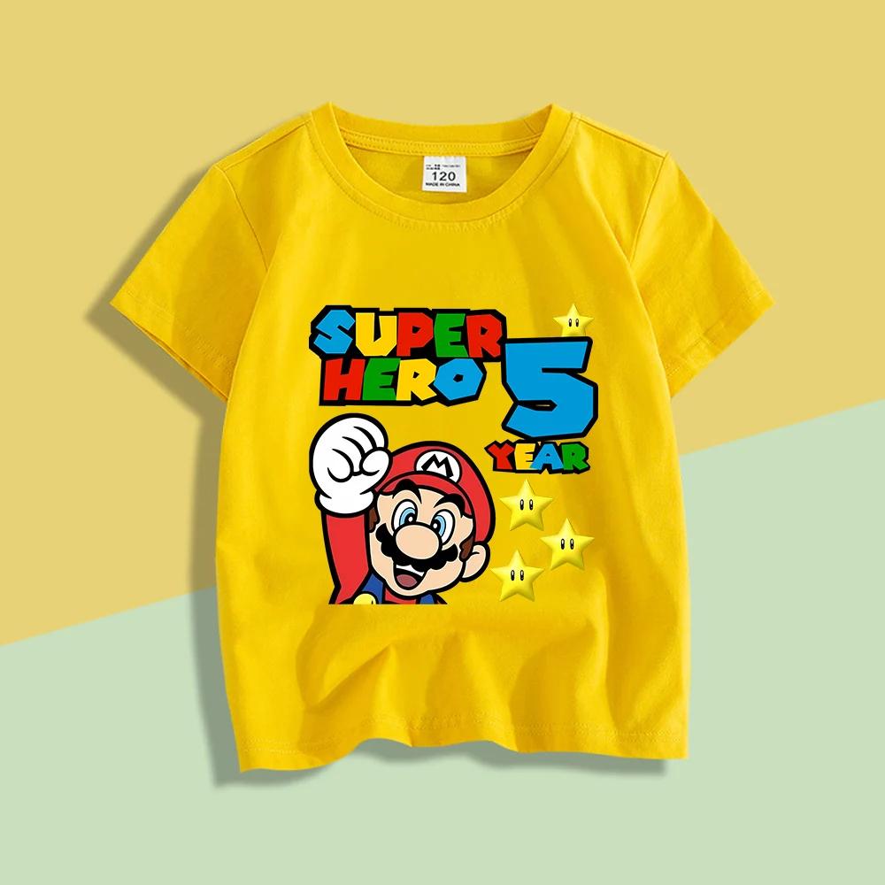 2026 New Children's T-Shirt Anime Birthday Numbers Cute Anime Children's Casual T-Shirt