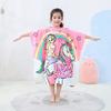 Sommer-Mikrofaser-Badeponcho mit Aufdruck für Kinder, Badetuch mit Kapuze, das nicht fusselt oder ausbleicht, Alter 2-10