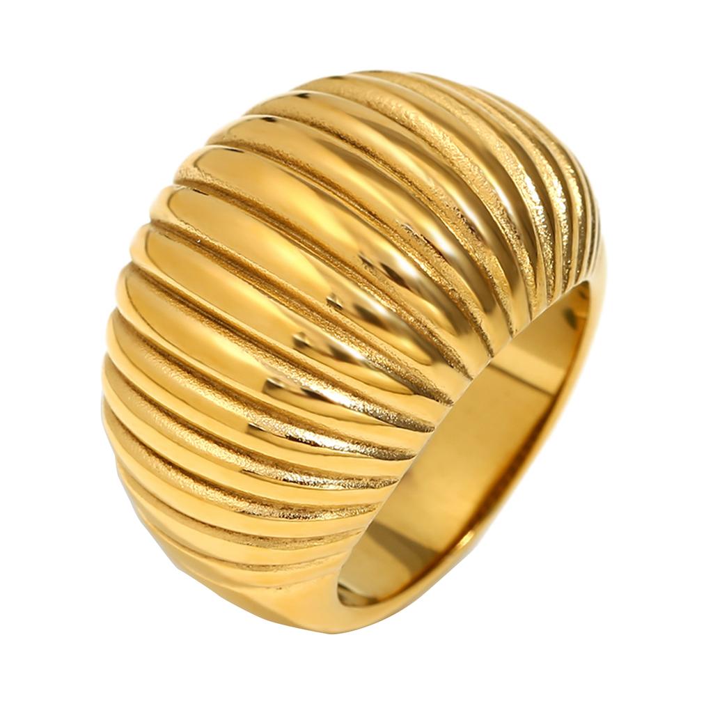 Edelstahlring mit Fettbrot-Design Chic Gold- oder Silberplattierter Edelstahlring-Anhänger für moderne Frauen