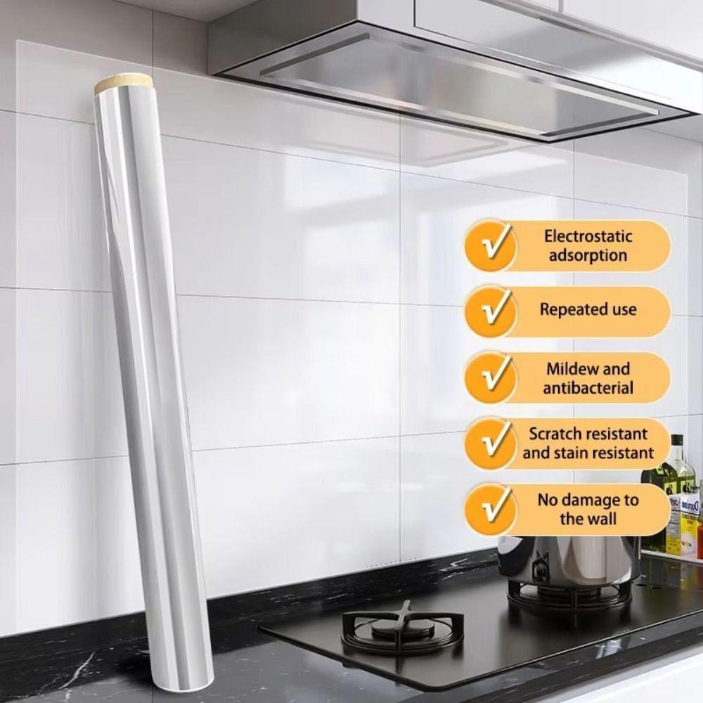 Oil Proof Wall Protector Film Heat-resisting Electrostatic Adsorption Wall Sticker Transparent Waterproof Sticker Stove Cabinet