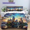 Oil Painting Style Castle Pattern Bedding Quilt Set  Home Decoration  Gift (1 * duvet cover + 2 * pillowcase  without core)