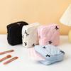 Gift Bow Sanitary Napkin Organizer Bag Coquette Quilted Women's Mini Clutch Bag Cotton Small Makeup Bag