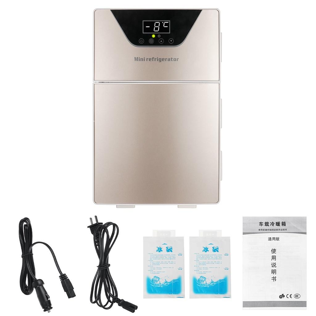 Dual-door Portable Car Refrigerator Temperature Display Freezer Warmer Outdoor DC 20L Mini Fridge Car Home Use for Camping Picnic DC 12V