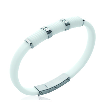 Les Trésors De Lily [K9362] - White 'Coloring' Silicone Bracelet - 8 Mm