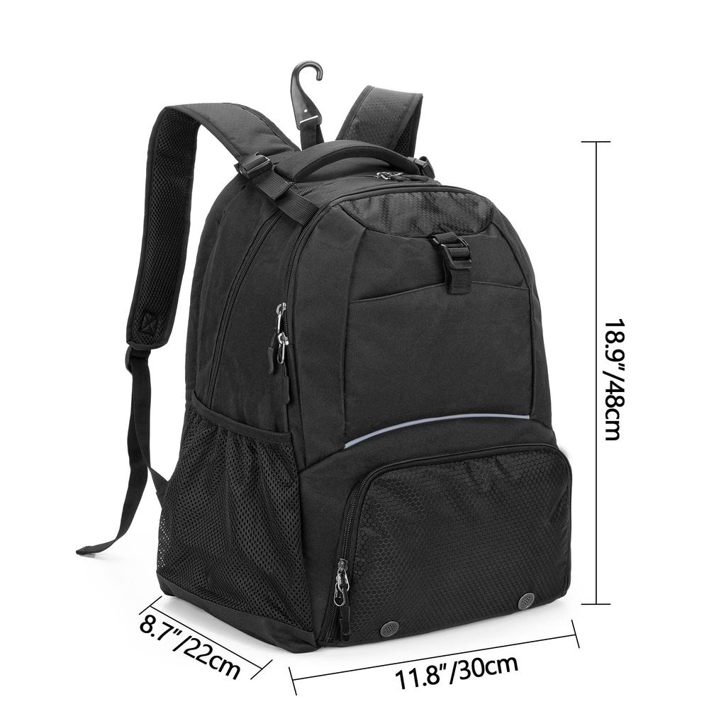 DSLEAF Tennis Backpack with Shoe Large Capacity Bag, 2-Racquet Compartment, (Black)