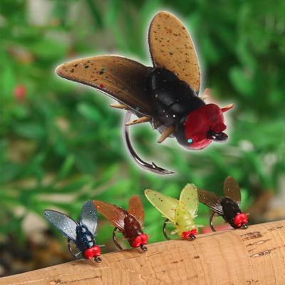 Simulated Fly with Hook, Soft Bait, Micro Object Path, Sub Wild Fishing Fake Bait with Added Attractant
