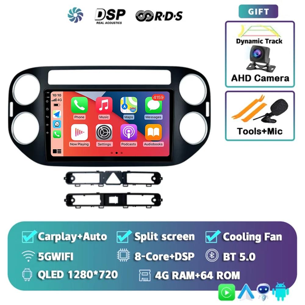 Android14 Carplay Auto For Volkswagen Tiguan 1 NF 2006 - 2014 2015 2016 Car Radio Multimedia Player Video Stereo WIFI+4G BT 2DIN