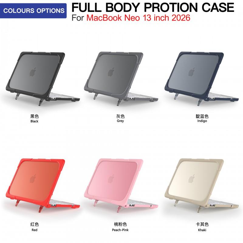 Matte Finish Laptop Case With Cooling Stand MacBook Air Pro Neo 13 A3404 2026 Shockproof TPU Plastic Cover