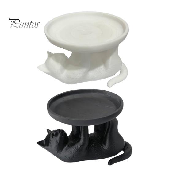 High Precision 3D Printing Tray Printed Reclining Cat Jewelry Tray, Cute Ring Holder & Earring Organizer Dish for Dresser Vanity, Decorative