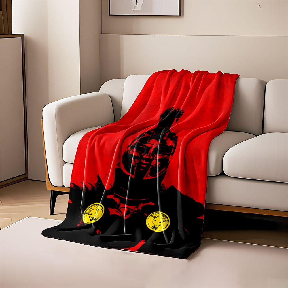Red Warrior Silhouette print blanket soft and cozy perfect for the living room bed sofa or a nap,gift